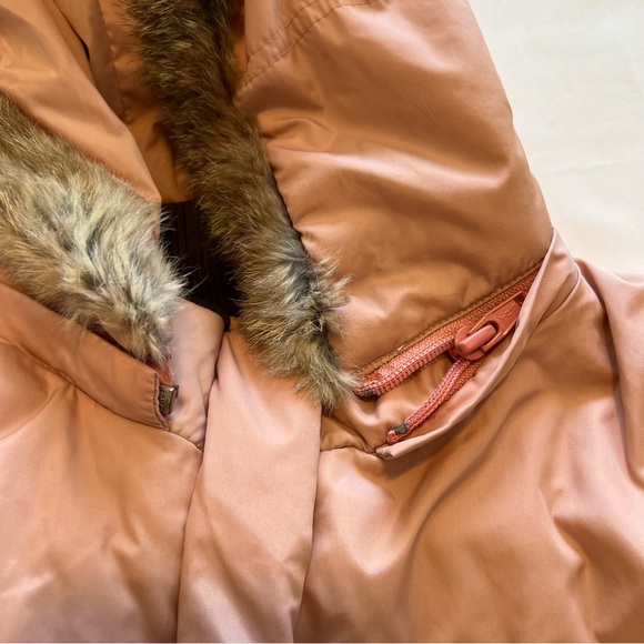 Basic House Korean Down Pink Puffer Fur Trim Hood Parka Jacket Size Small AS-IS - Picture 8 of 16